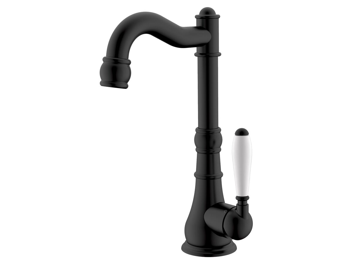 reece Milli Voir English Basin Mixer Porcelain Handles Matte Black (4 Star) Lead Free