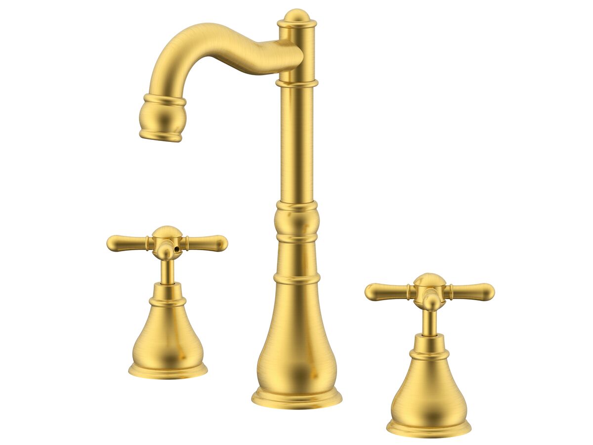 reece Milli Voir English Basin Set Cross Handle Brushed Gold (4 Star)