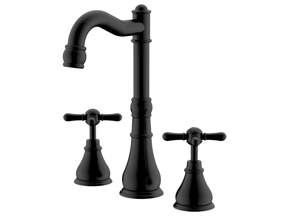 reece Milli Voir English Basin Set Swivel Outlet Cross Handles Matte Black (4 Star) Lead Free