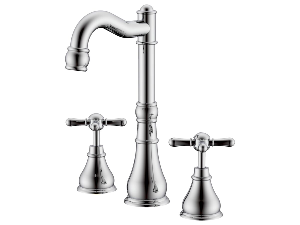 reece Milli Voir English Basin Set Swivel Outlet Cross Handles Chrome (4 Star)