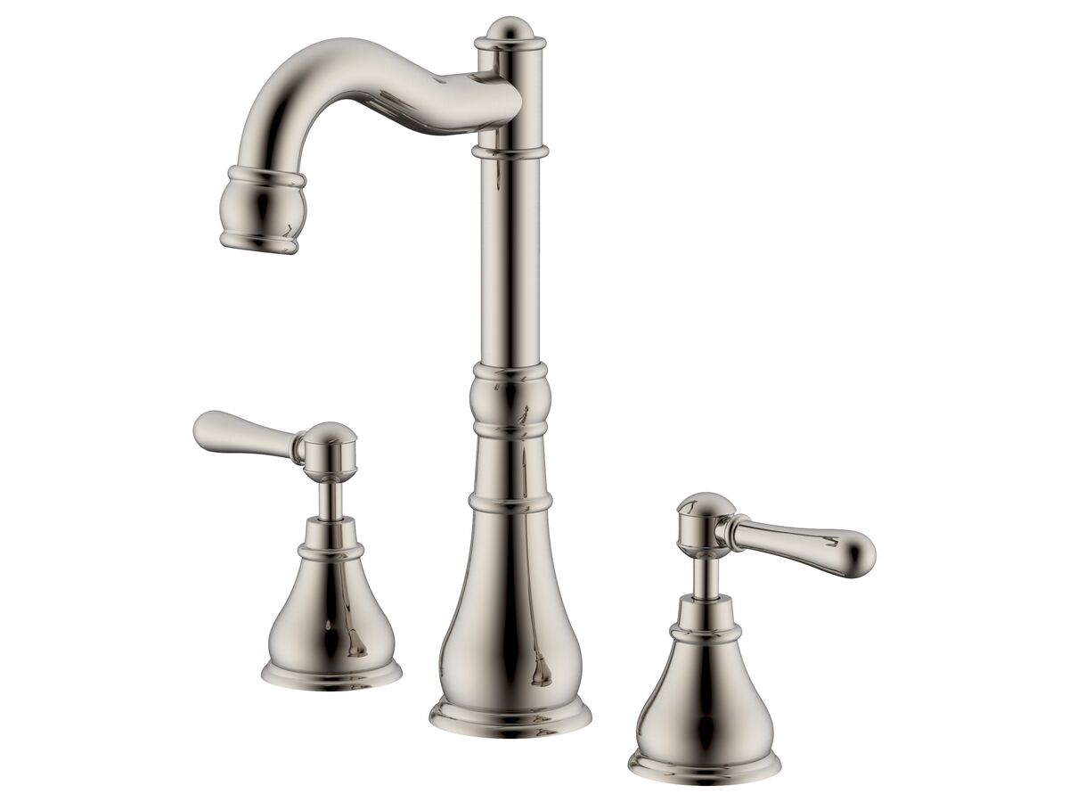 reece Milli Voir English Basin Set Swivel Outlet Lever Handles Brushed Nickel (4 Star)