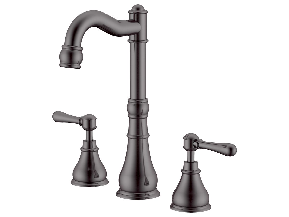 reece Milli Voir English Basin Set Swivel Outlet Lever Handles Brushed Gunmetal (4 Star)