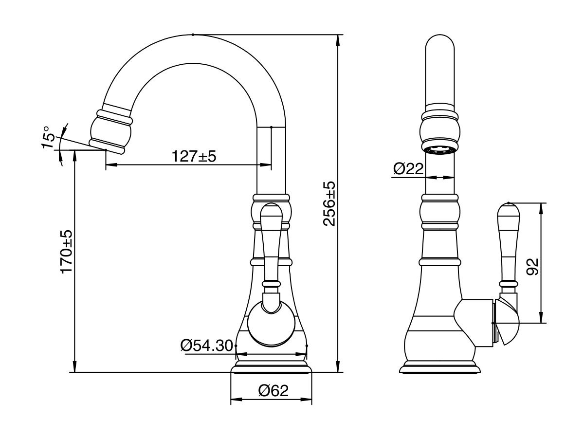 Reece Milli Voir Gooseneck Basin Mixer Brushed Gold (4 Star) Lead Free