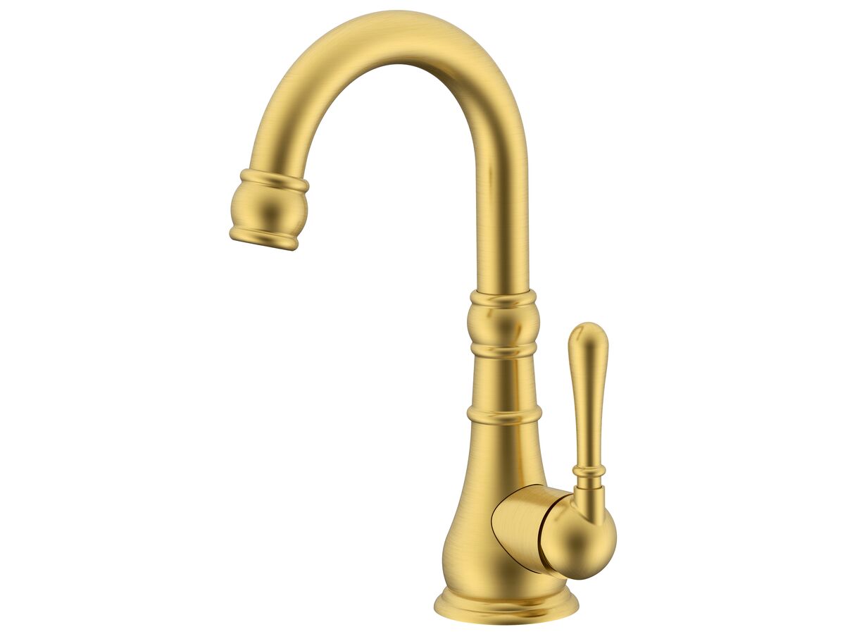 reece Milli Voir Gooseneck Basin Mixer Brushed Gold (4 Star) Lead Free