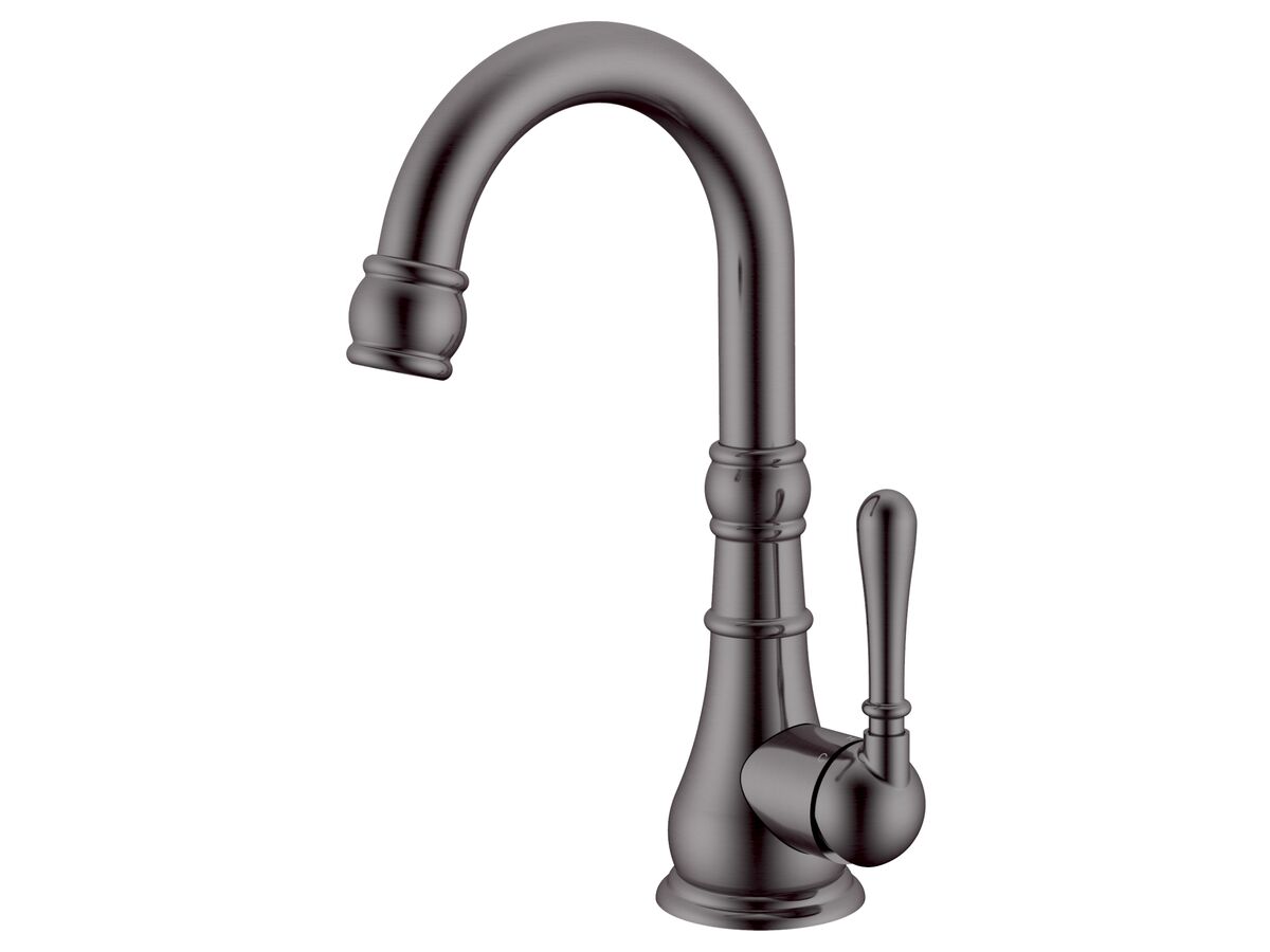 reece Milli Voir Gooseneck Basin Mixer Brushed Gunmetal (4 Star) Lead Free