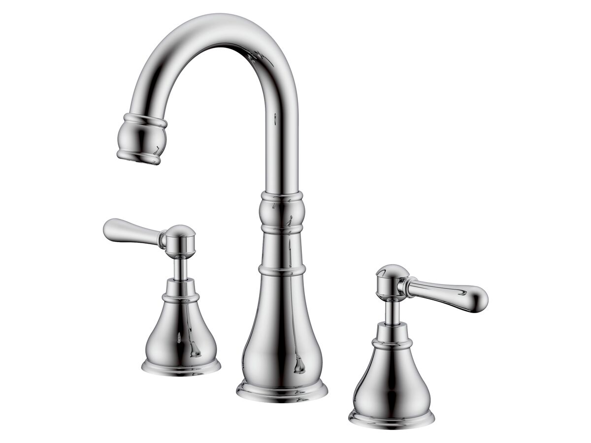 reece Milli Voir Gooseneck Basin Set Swivel Outlet Lever Handles Chrome (4 Star) Lead Free