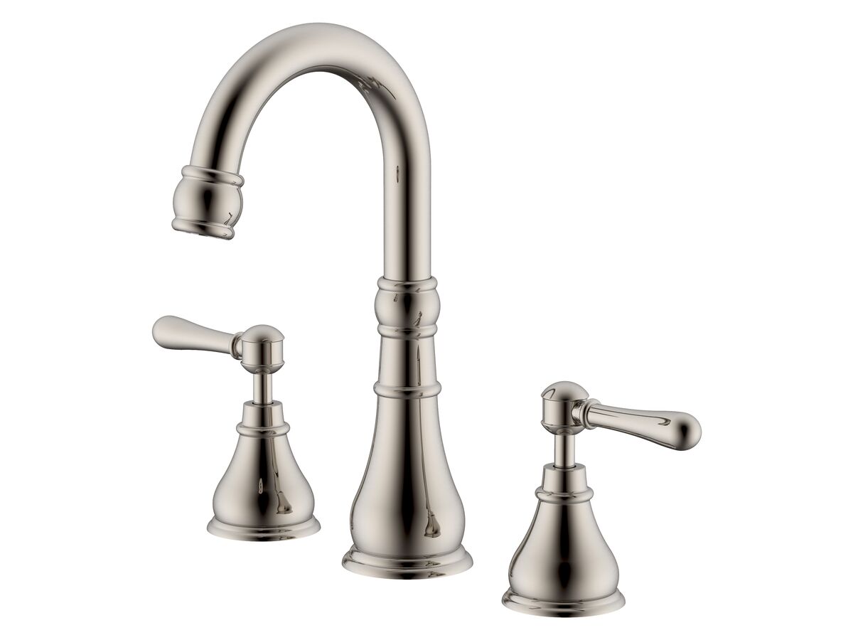 reece Milli Voir Gooseneck Basin Set Swivel Outlet Lever Handles Brushed Nickel (4 Star) Lead Free
