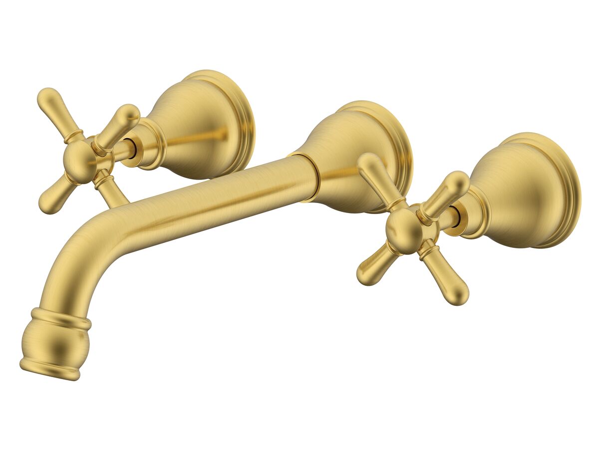 reece Milli Voir Wall Basin Set 150mm Cross Handle Brushed Gold (4 Star)