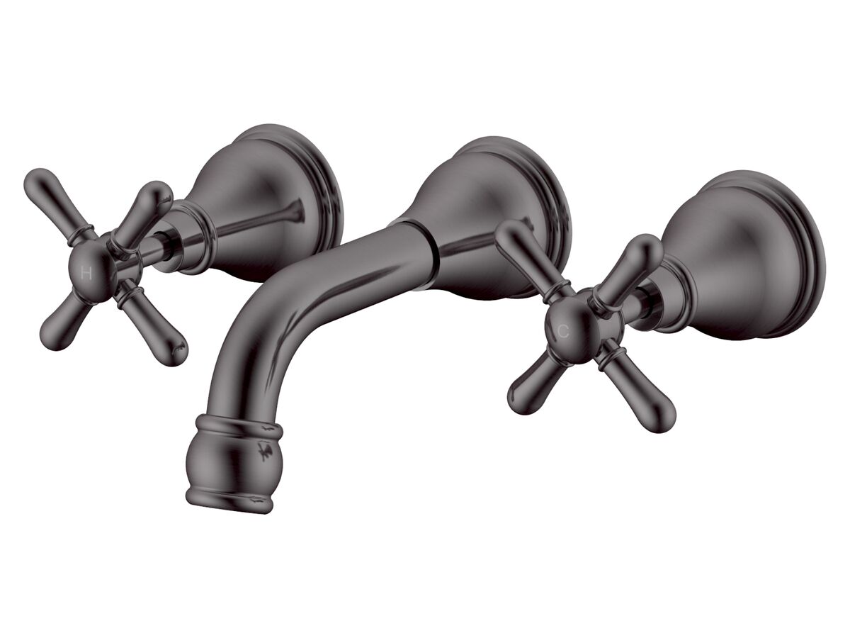 reece Milli Voir Wall Basin Set 150mm Cross Handles Brushed Gunmetal (4 Star)