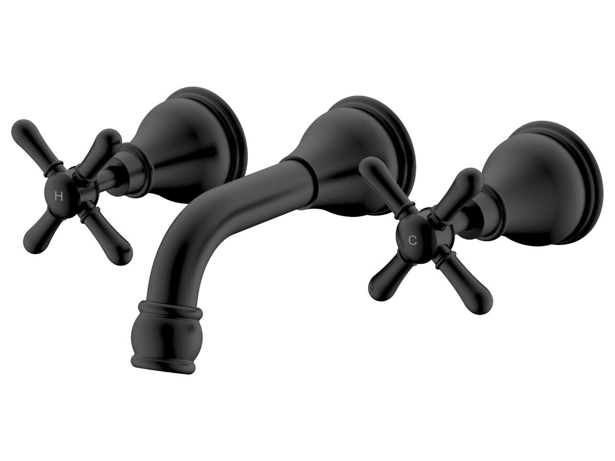 reece Milli Voir Wall Basin Set 150mm Cross Handles Matte Black (4 Star) Lead Free
