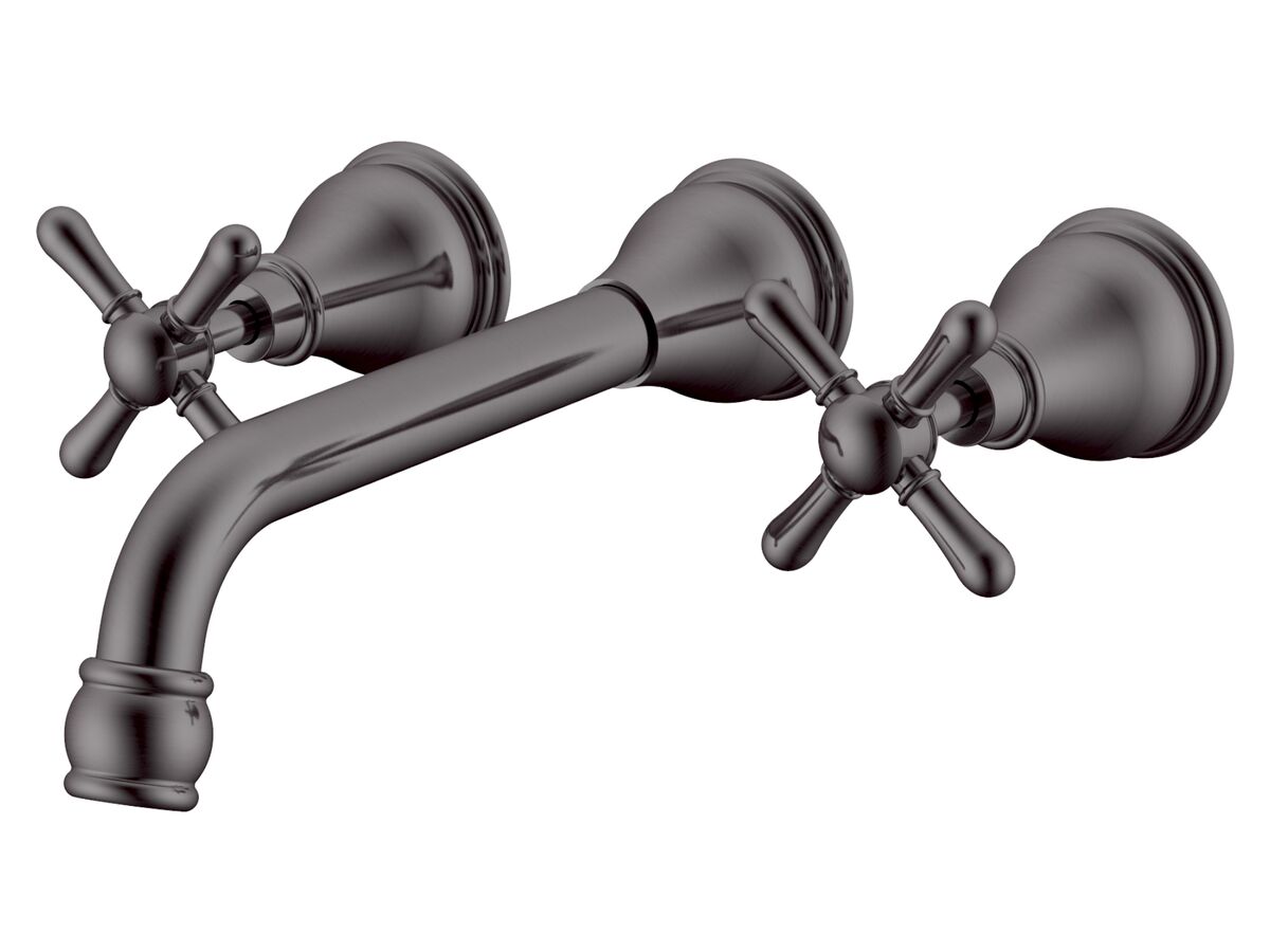 reece Milli Voir Wall Basin Set 220mm Cross Handles Brushed Gunmetal (4 Star)