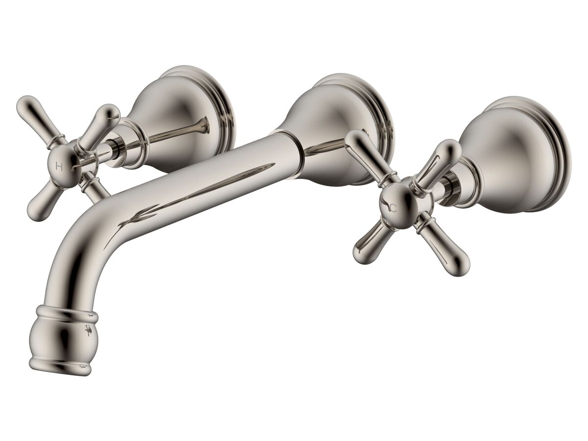 reece Milli Voir Wall Basin Set 220mm Cross Handles Brushed Nickel (4 Star) Lead Free