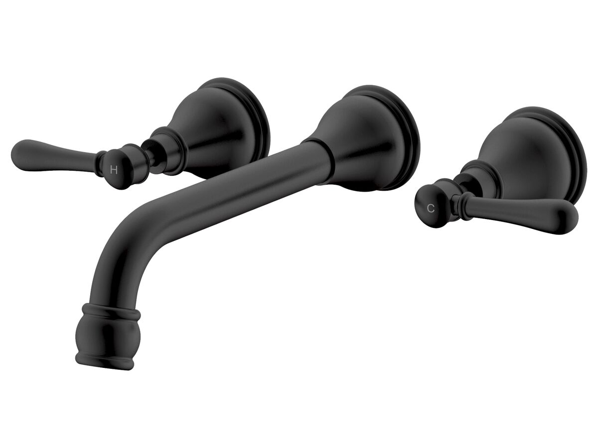 reece Milli Voir Wall Basin Set 220mm Lever Handles Matte Black (4 Star)