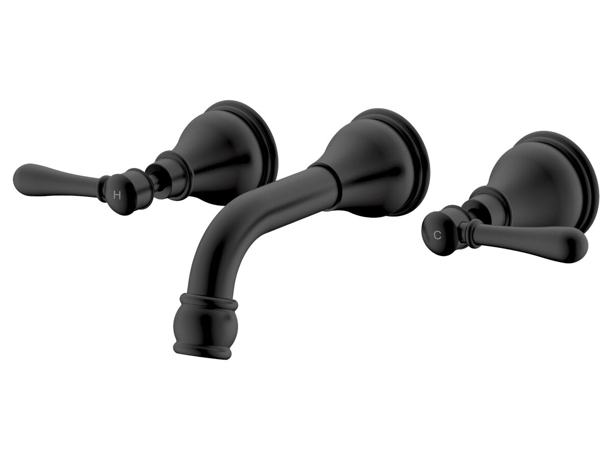 reece Milli Voir Wall Bath Set 150mm Lever Handles Matte Black