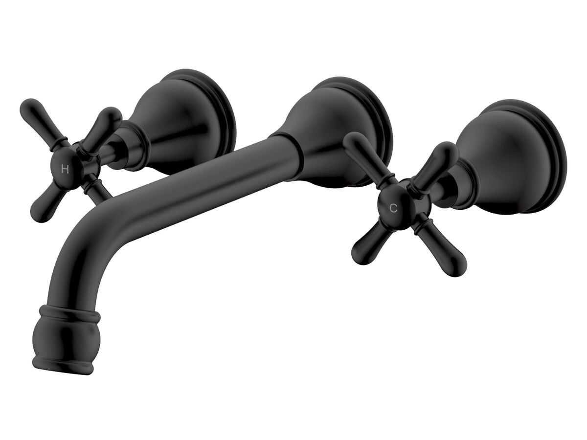 reece Milli Voir Wall Bath Set 220mm Cross Handles Matte Black