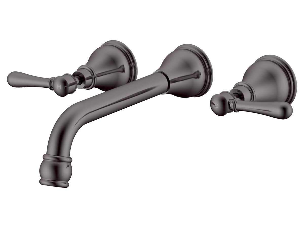 reece Milli Voir Wall Bath Set 220mm Lever Handles Brushed Gunmetal