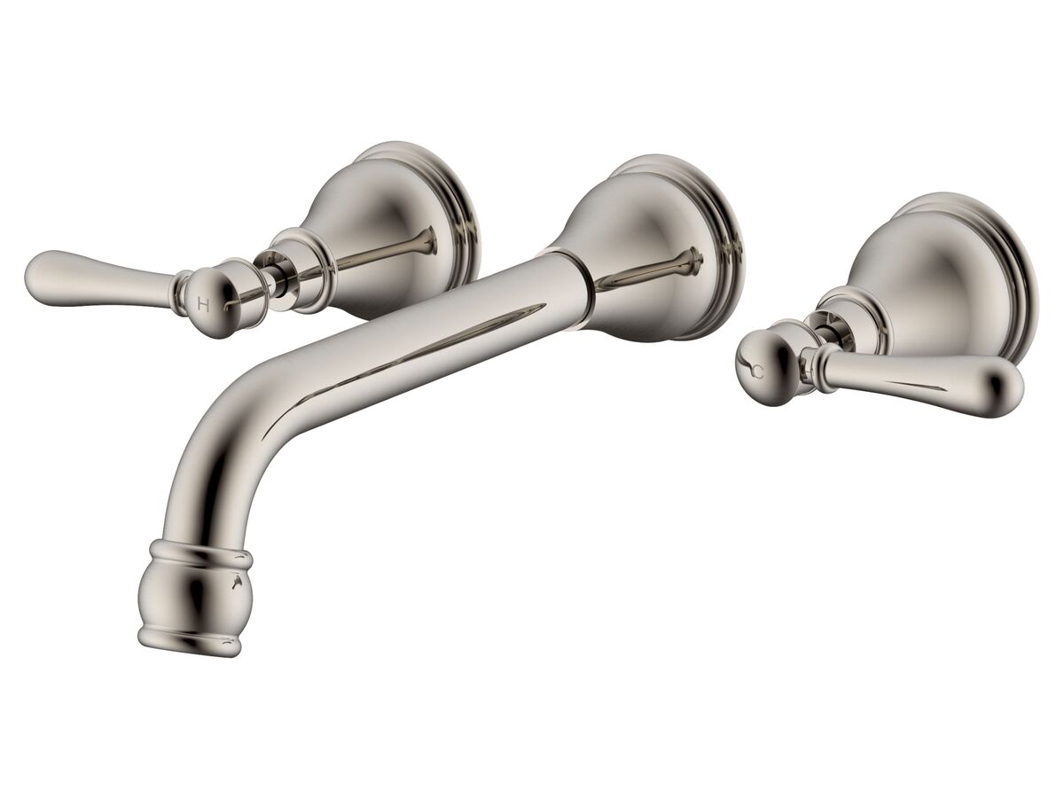reece Milli Voir Wall Bath Set 220mm Lever Handles Brushed Nickel