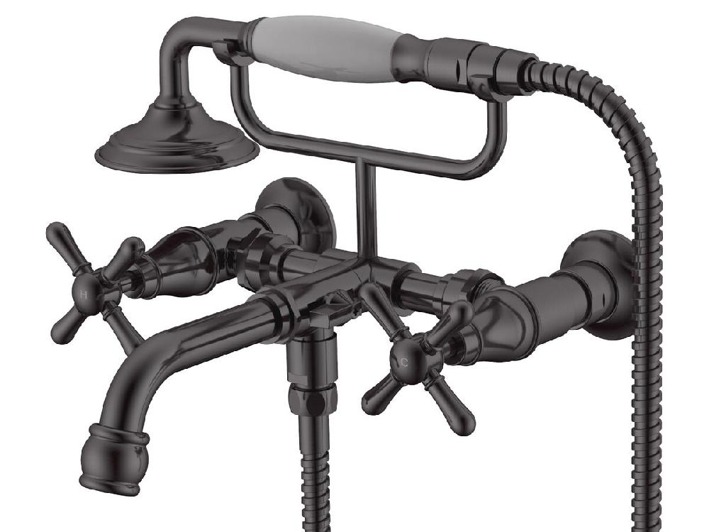 reece Milli Voir Wall Telephone Bath Set Cross Handles Brushed Gunmetal (3 Star)