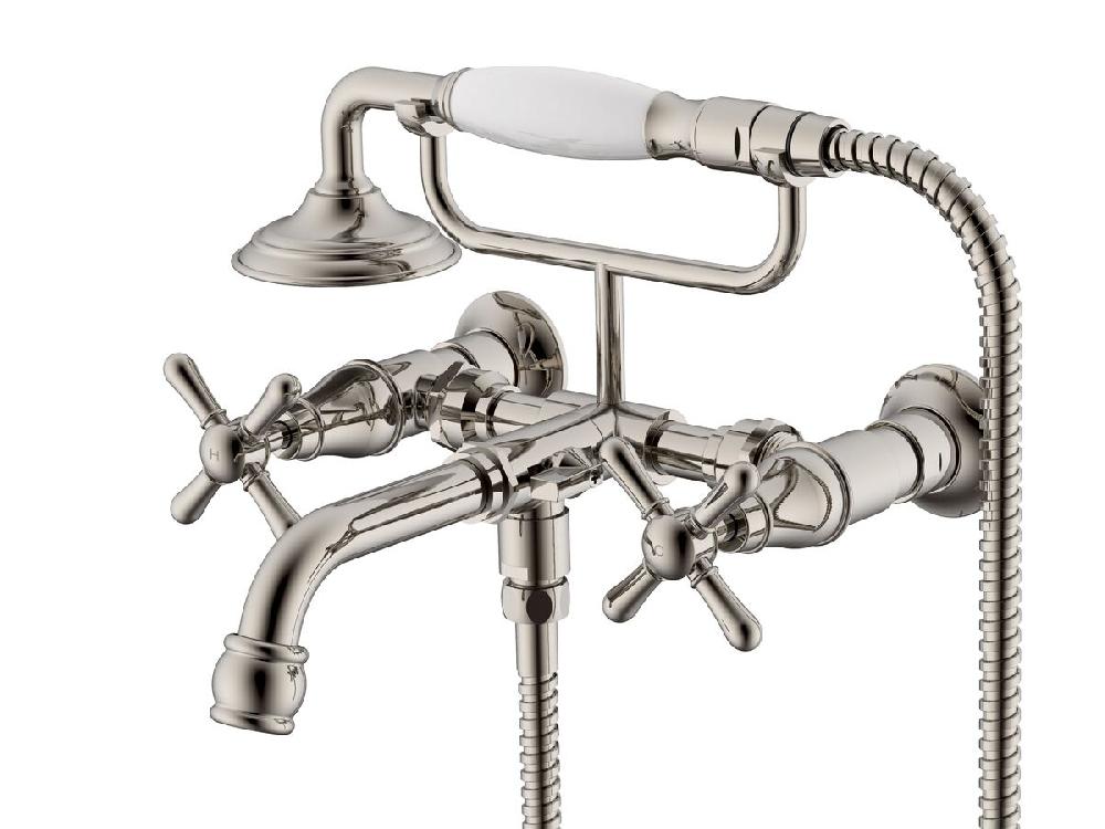 reece Milli Voir Wall Telephone Bath Set Cross Handles Brushed Nickel (3 Star)