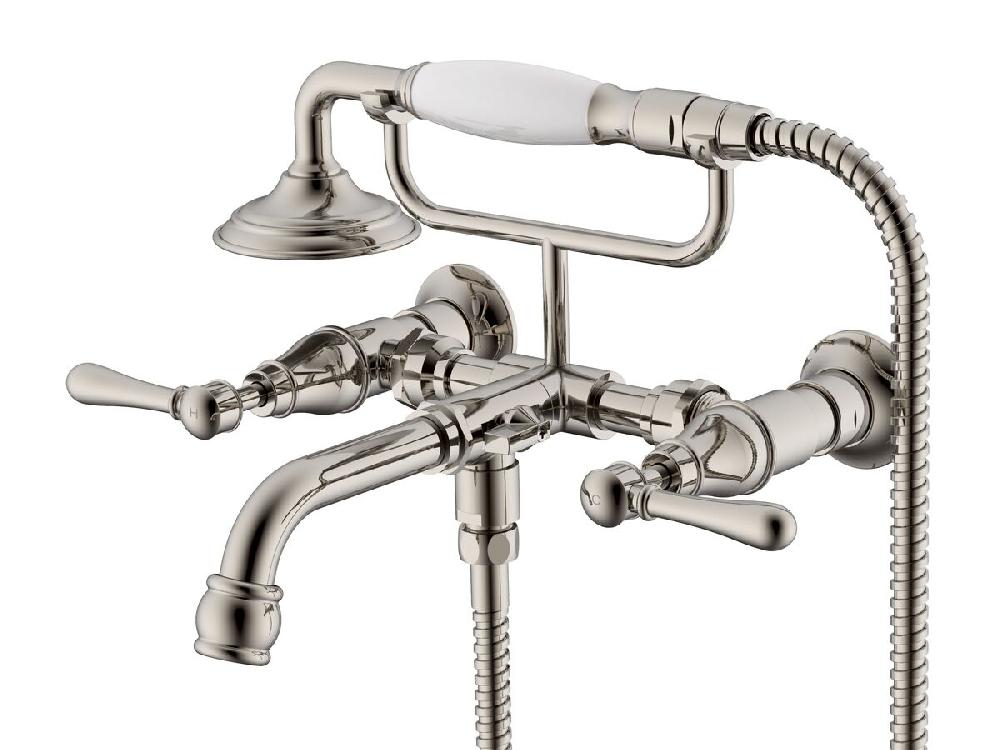 reece Milli Voir Wall Telephone Bath Set Lever Handles Brushed Nickel (3 Star)