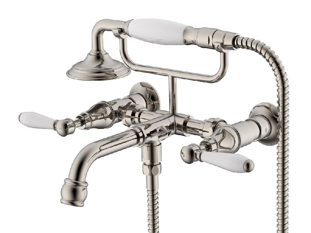 reece Milli Voir Wall Telephone Bath Set Lever Porcelain Handles Brushed Nickel (3 Star)