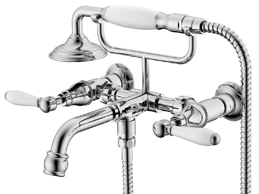 reece Milli Voir Wall Telephone Bath Set Lever Porcelain Handles Chrome (3 Star)