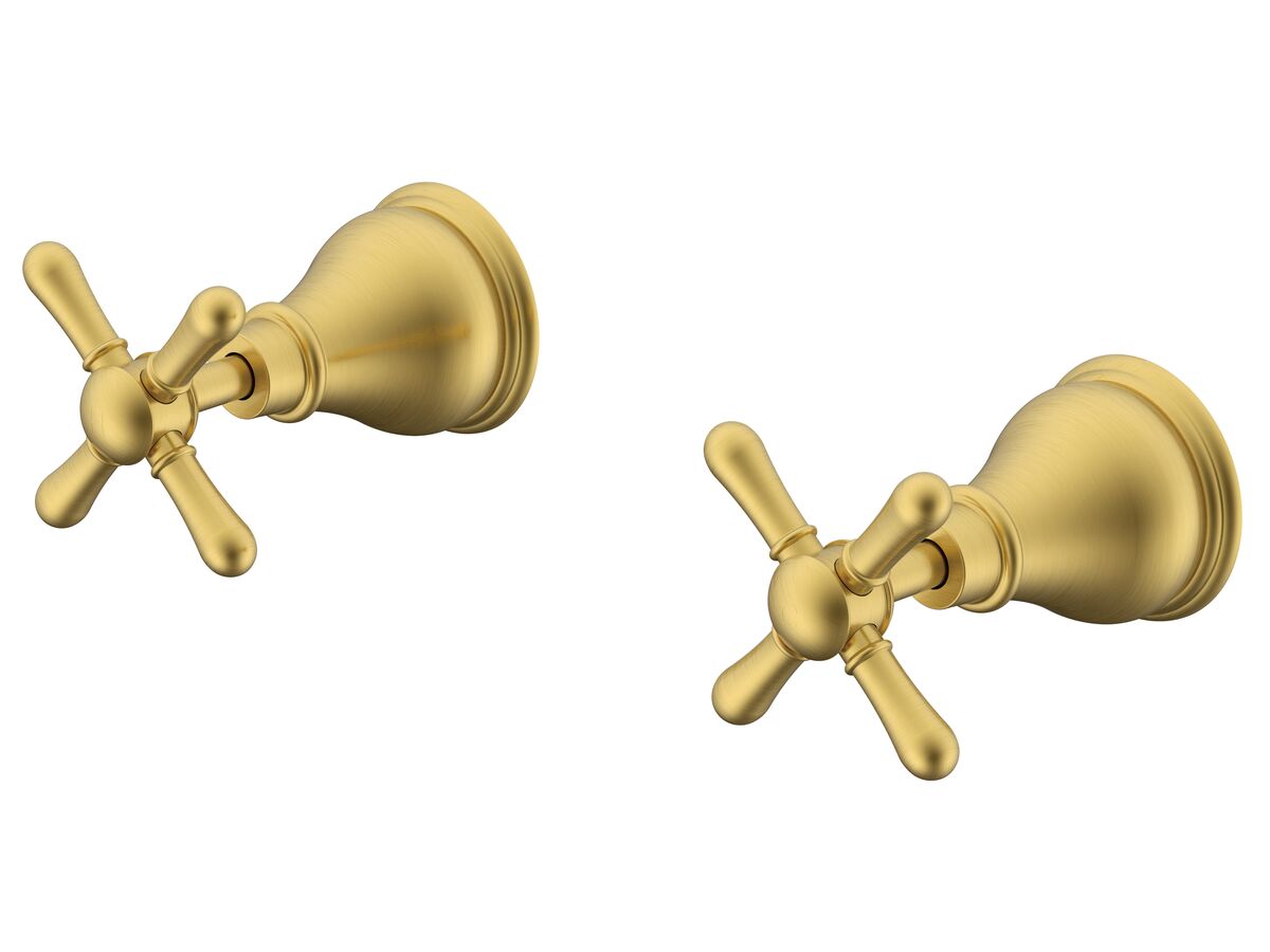 reece Milli Voir Wall Top Assemblies Cross Handles Brushed Gold