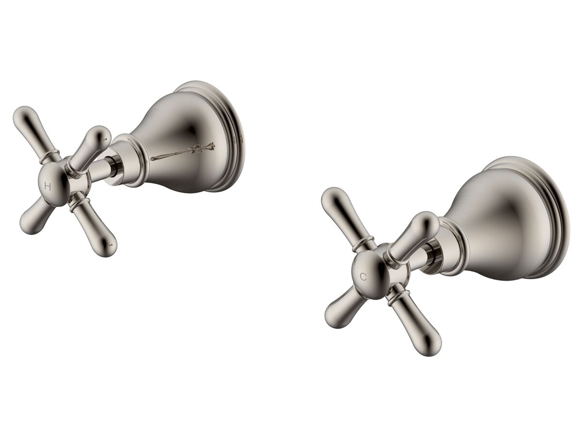 reece Milli Voir Wall Top Assemblies Cross Handles Brushed Nickel Lead Free