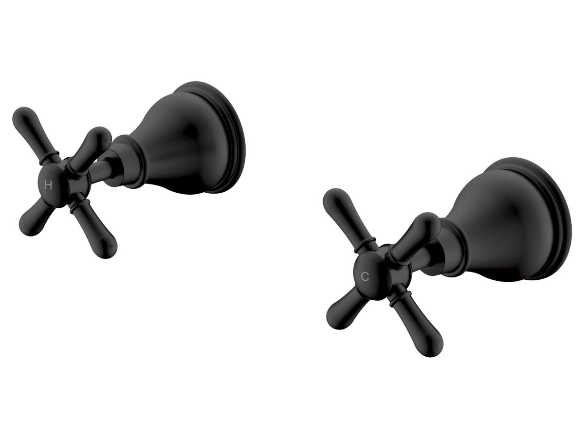 reece Milli Voir Wall Top Assemblies Cross Handles Matte Black Lead Free