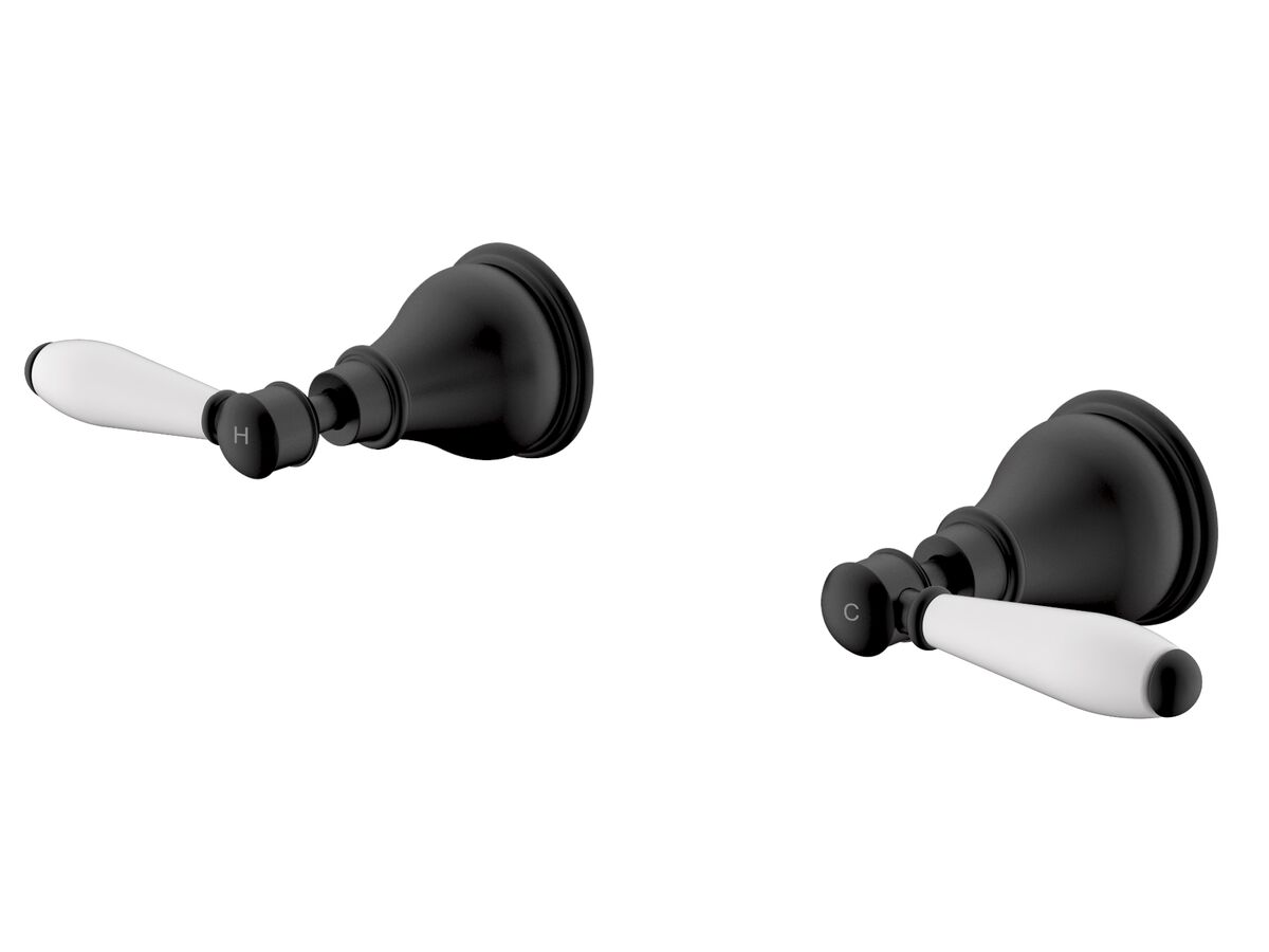 reece Milli Voir Wall Top Assemblies Lever Porcelain Handles Matte Black Lead Free