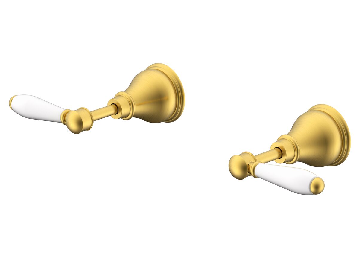 reece Milli Voir Wall Top Assemblies Lever Porcelain Handles Brushed Gold Lead Free
