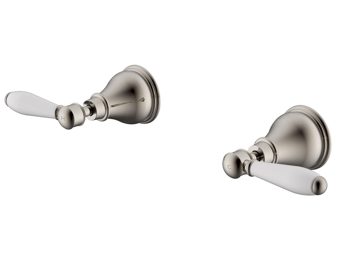 reece Milli Voir Wall Top Assemblies Lever Porcelain Handles Brushed Nickel
