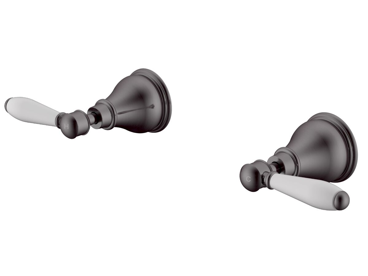 reece Milli Voir Wall Top Assemblies Lever Porcelain Handles Brushed Gunmetal