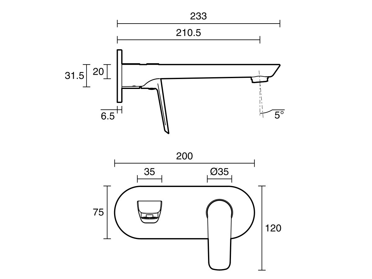 Reece Mizu Bliss Wall Basin Mixer Tap Set 210mm White/Chrome (4 Star)