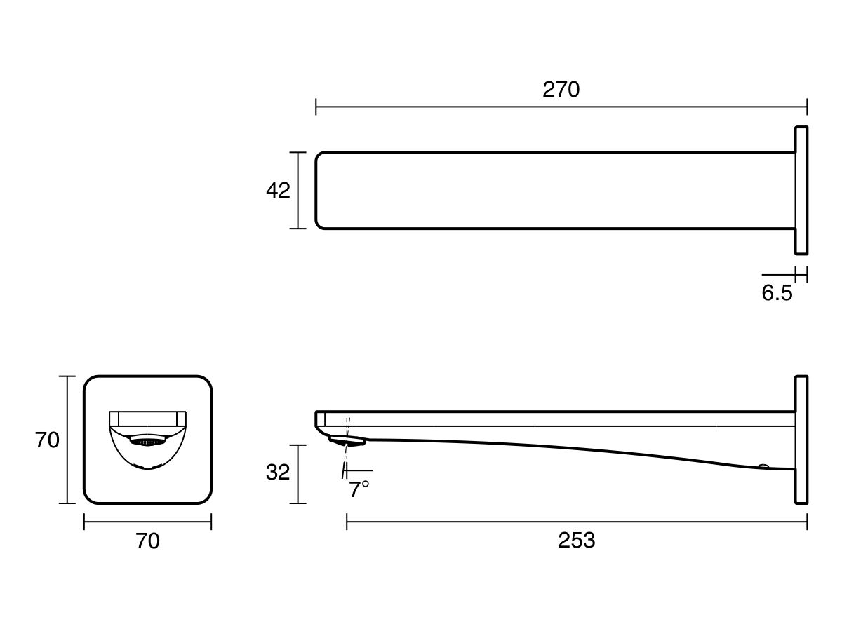 Reece Mizu Bloc Basin/Bath Outlet 250mm Chrome (6 Star) Lead Free