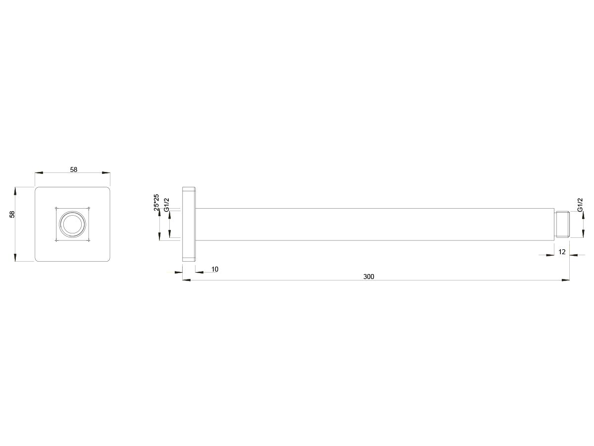Reece Mizu Bloc Ceiling Shower Arm Only 300mm Chrome