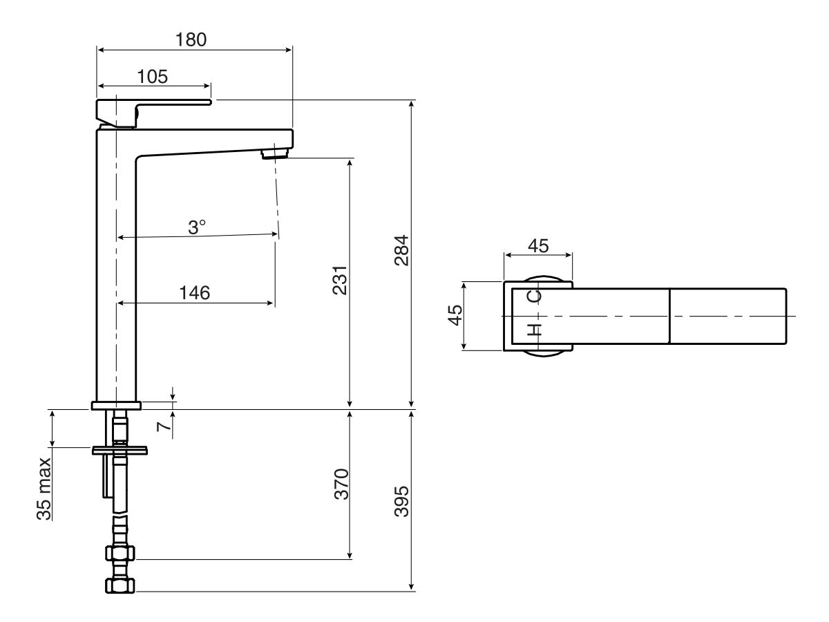 Reece Mizu Bloc MK2 Extended Basin Mixer Tap Chrome (4 Star)
