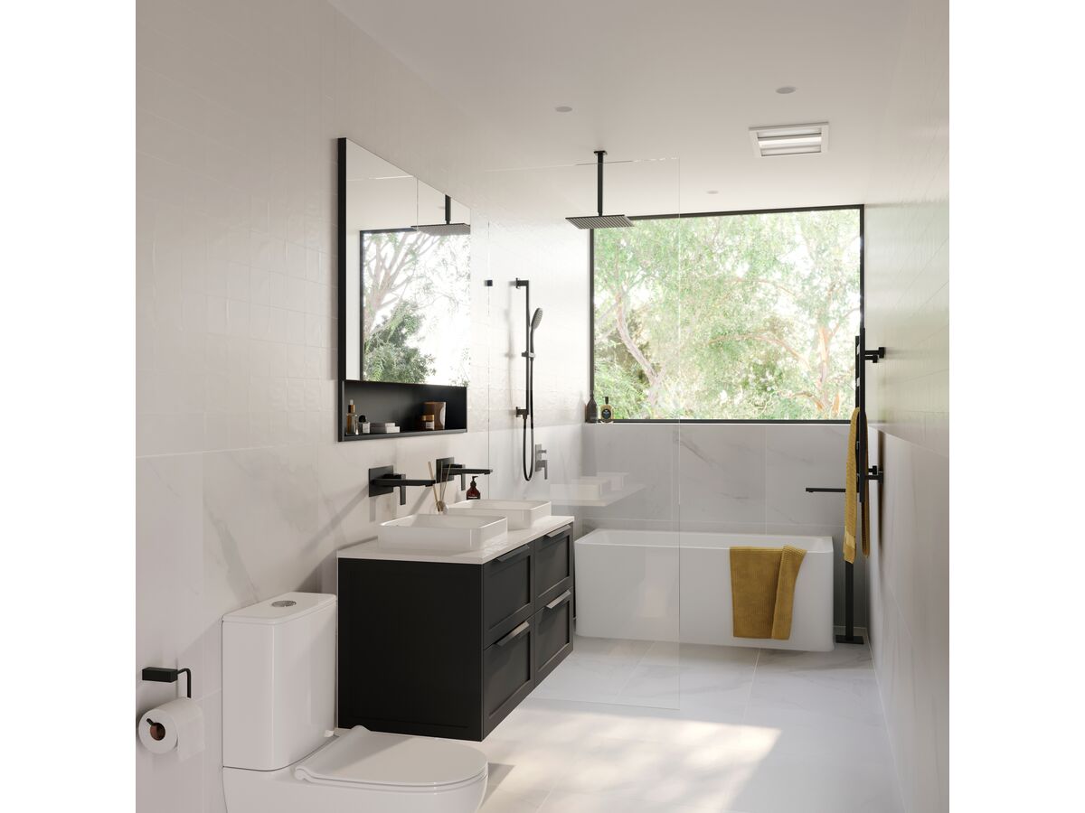 Reece Mizu Bloc MK2 Floor Mount Bath Mixer Tap & Outlet Matte Black