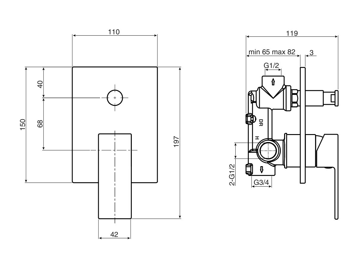 Reece Mizu Bloc MK2 Shower Mixer Tap With Diverter Chrome