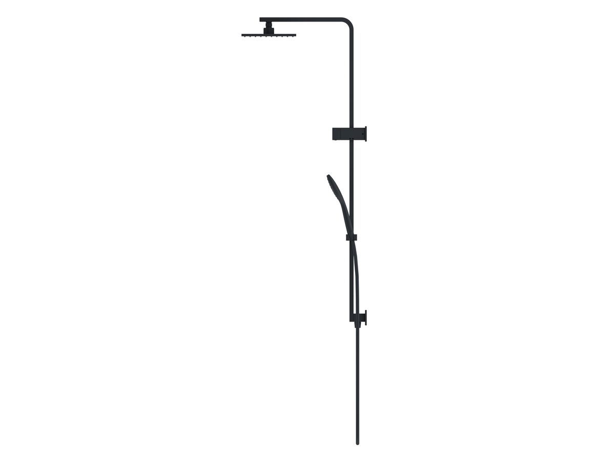 Reece Mizu Bloc MK2 Twin Rail Shower 200mm ABS Overhead With Top Rail Water Inlet Matte Black (3 Star)
