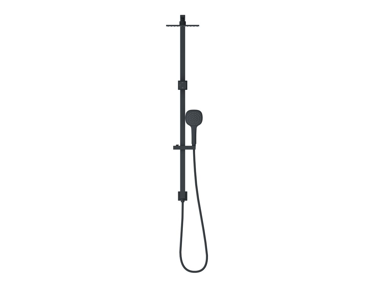 Reece Mizu Bloc MK2 Twin Rail Shower 200mm ABS Overhead With Top Rail Water Inlet Matte Black (3 Star)