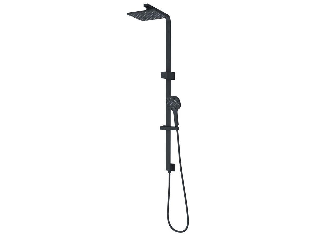 reece Mizu Bloc MK2 Twin Rail Shower 200mm ABS Overhead with Top Rail Water Inlet Matte Black (3 Star)