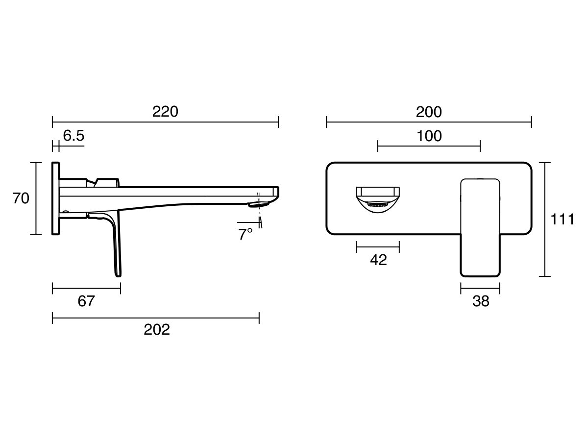Reece Mizu Bloc Wall Basin/Bath Mixer Set Kit Chrome (6 Star) Lead Free