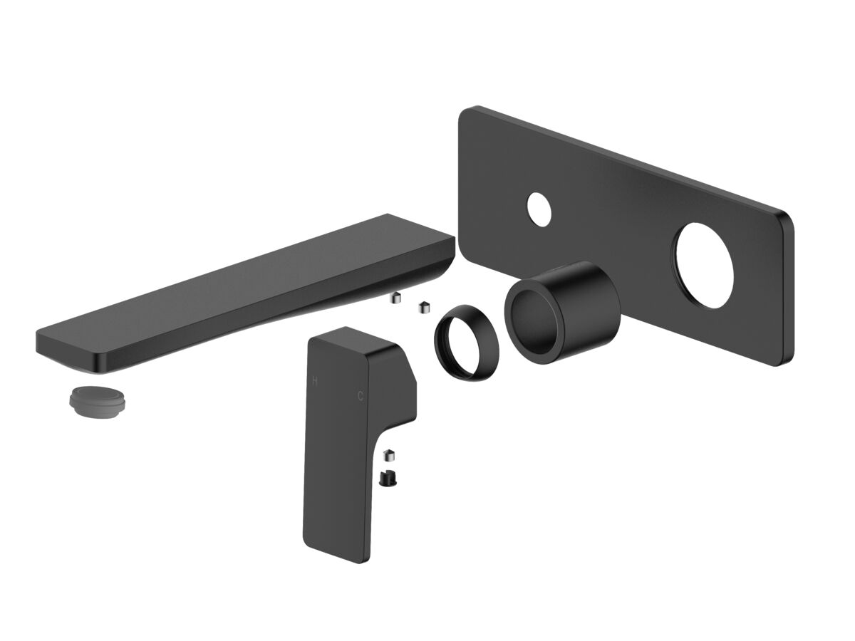 reece Mizu Bloc Wall Basin/Bath Mixer Set Trimset Matte Black (6 Star) Lead Free