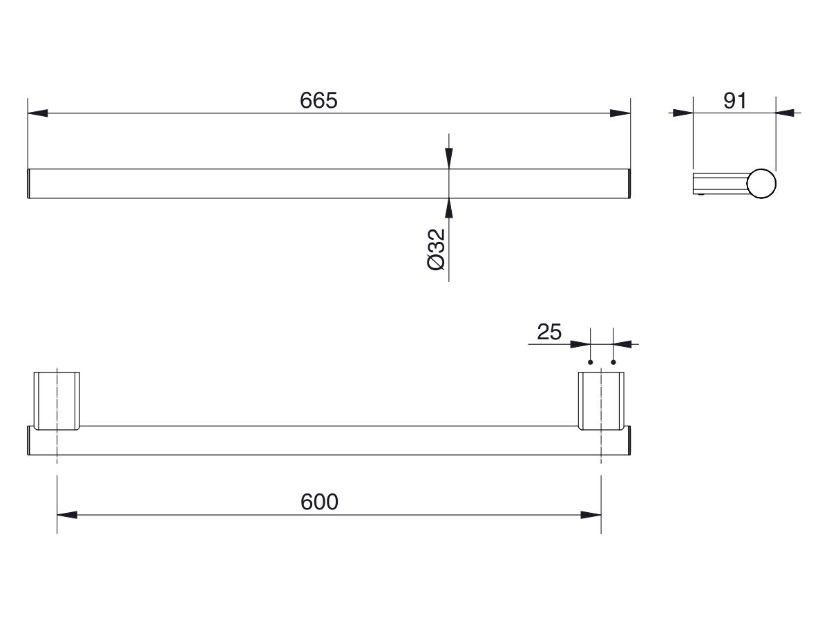 Reece Mizu Drift Assisted Living Straight Grab Rail 600mm Chrome Plated
