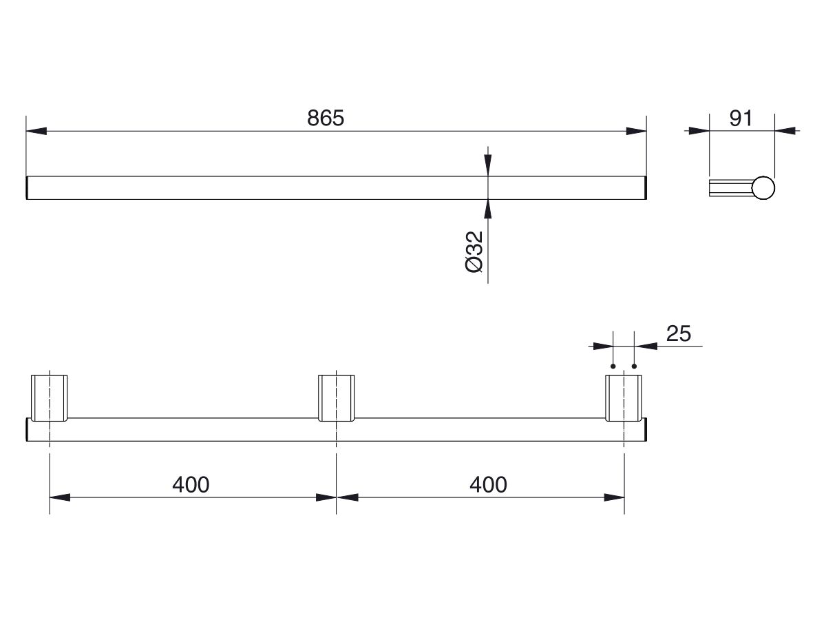 Reece Mizu Drift Assisted Living Straight Grab Rail 800mm Chrome Plated