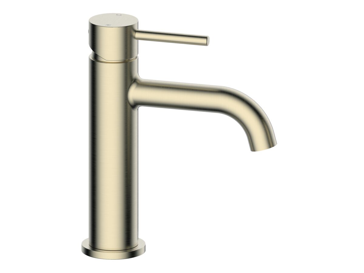 reece Mizu Drift Basin Mixer Curved Spout Brushed Brass (6 Star) Lead Free