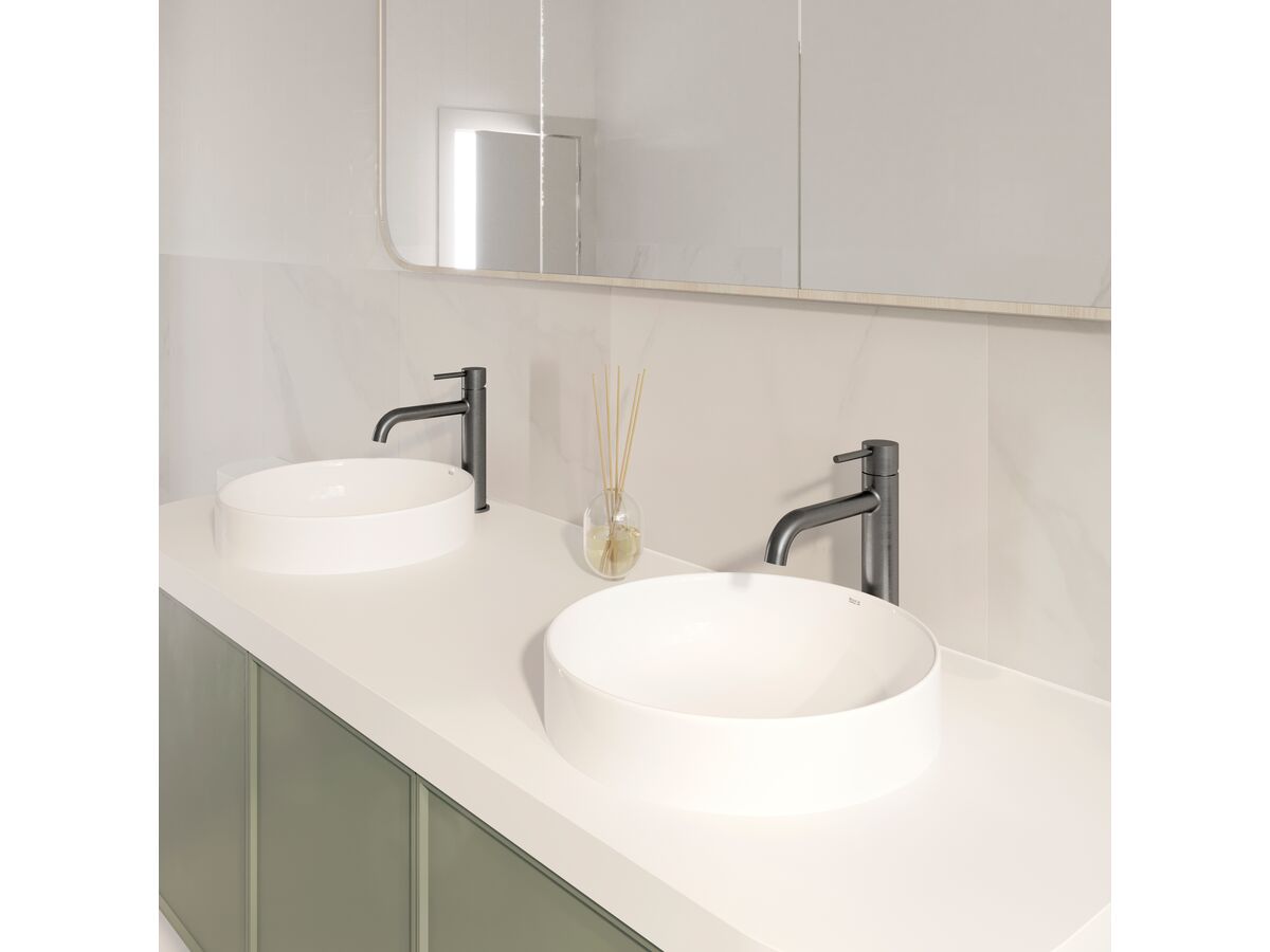 Reece Mizu Drift Basin Mixer Curved Spout Brushed Gunmetal (6 Star) Lead Free