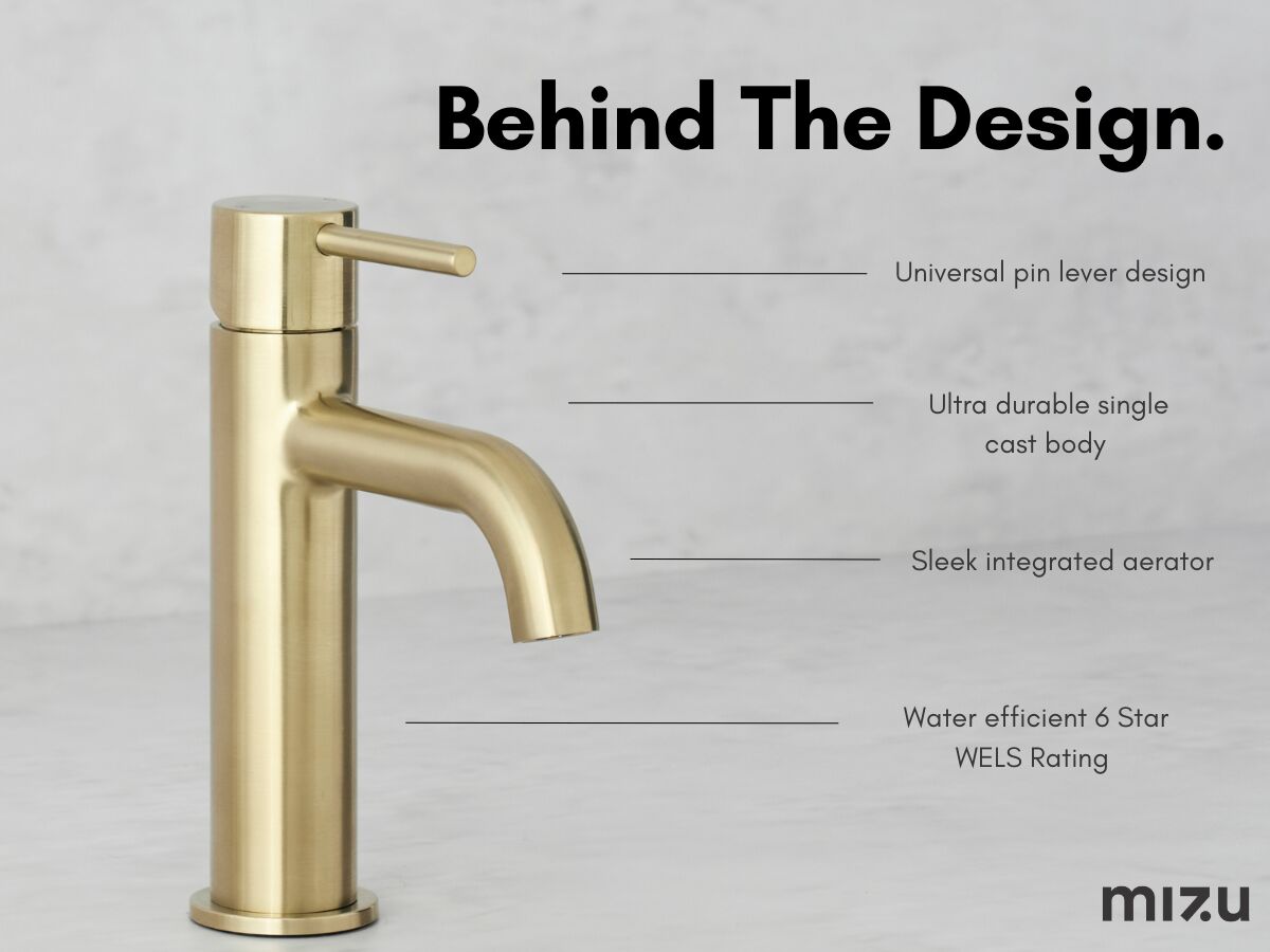 Reece Mizu Drift Basin Mixer Curved Spout Brushed Gunmetal (6 Star) Lead Free