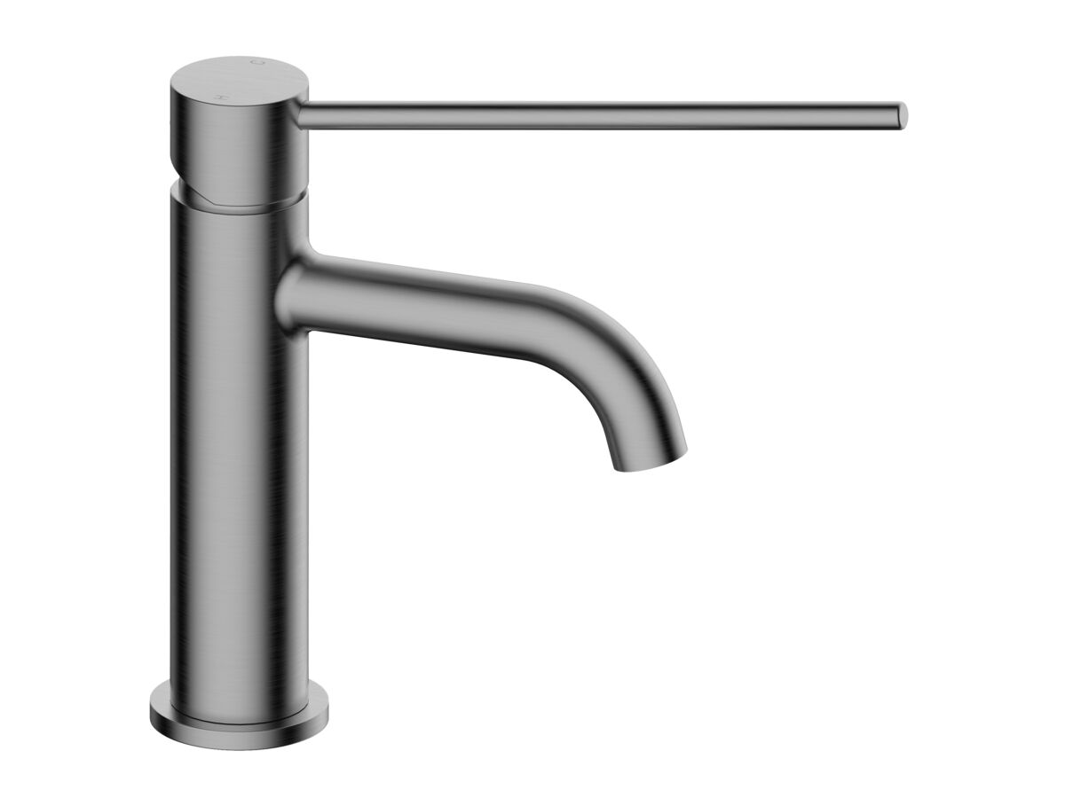 reece Mizu Drift Basin Mixer Curved Spout with Extended Lever Tap Brushed Gunmetal (6 Star) Lead Free